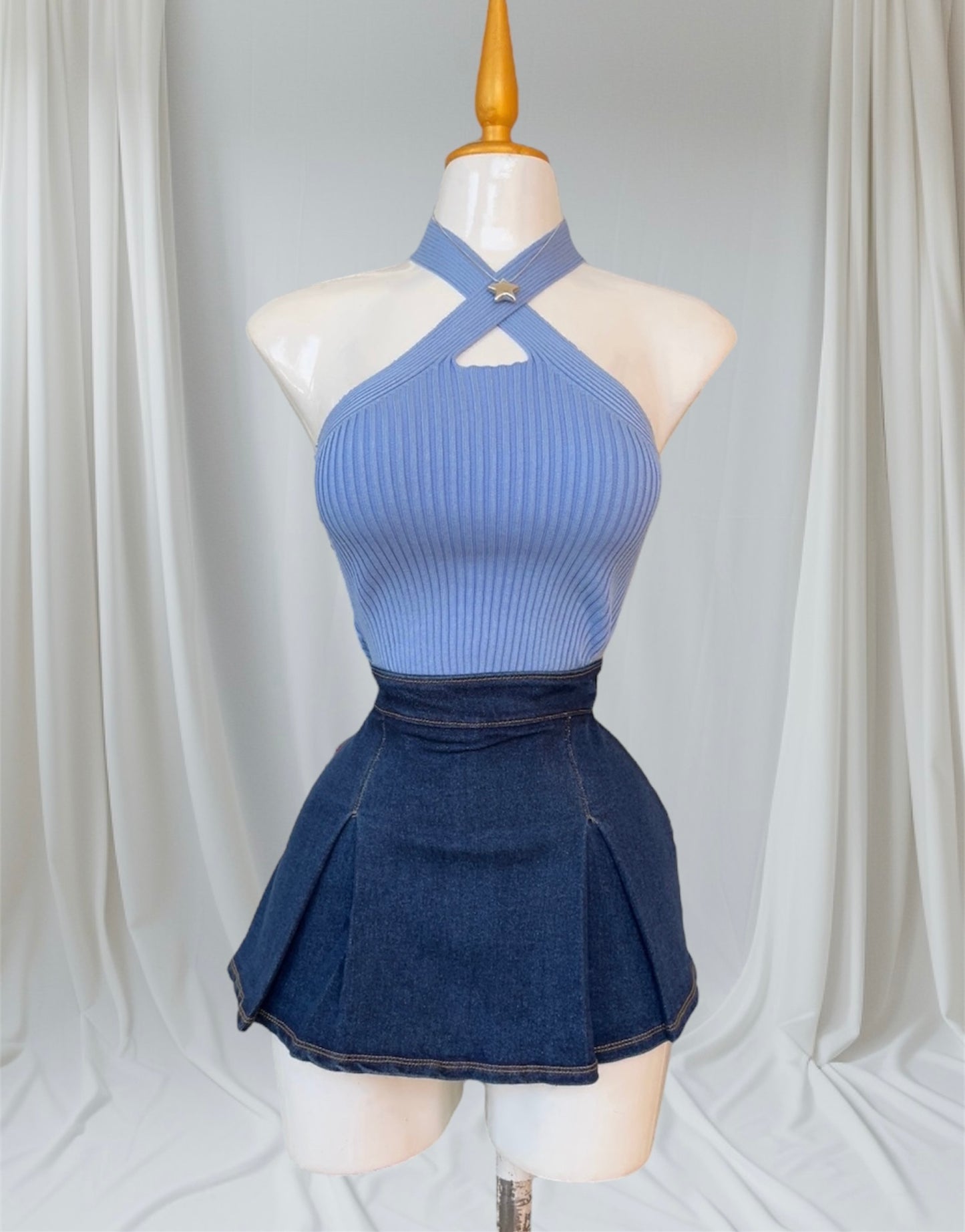 Falda Short De Mezclilla Con aberturas