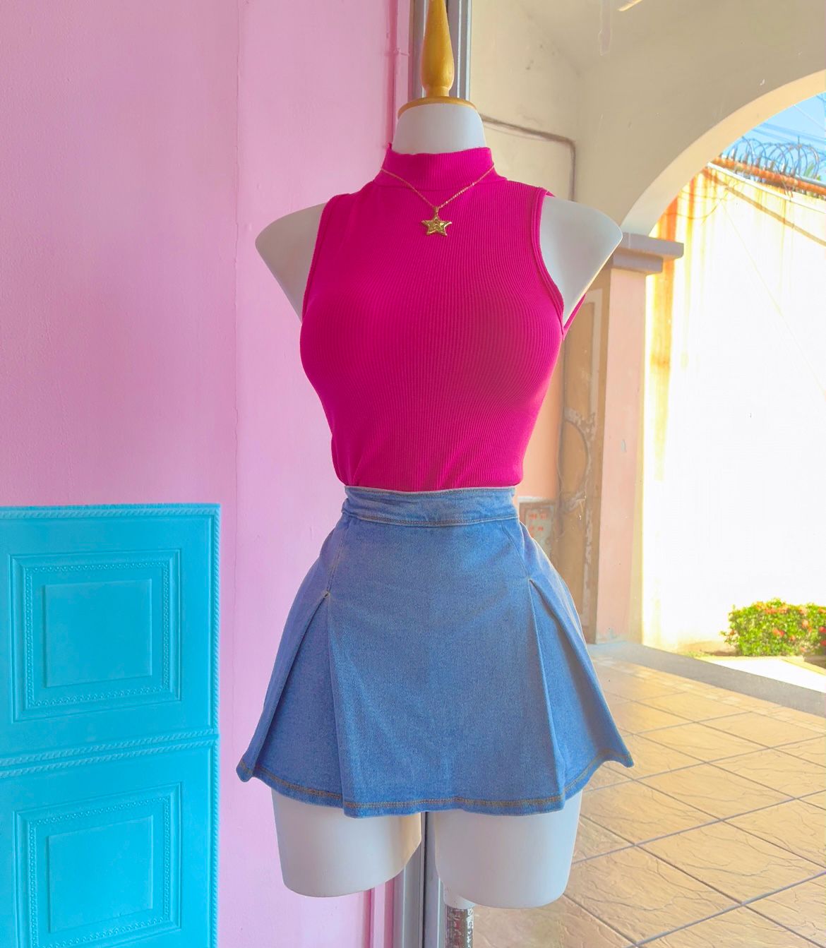Falda Short De Mezclilla Con aberturas