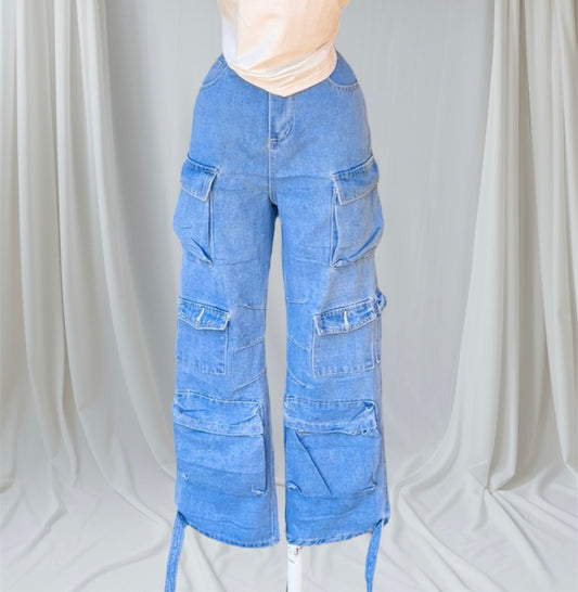 Pantalón Cargo Mezclilla