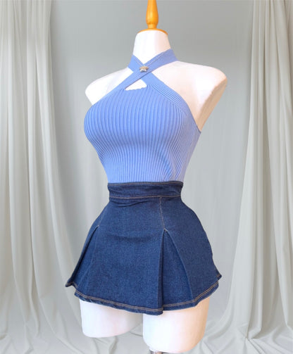 Falda Short De Mezclilla Con aberturas