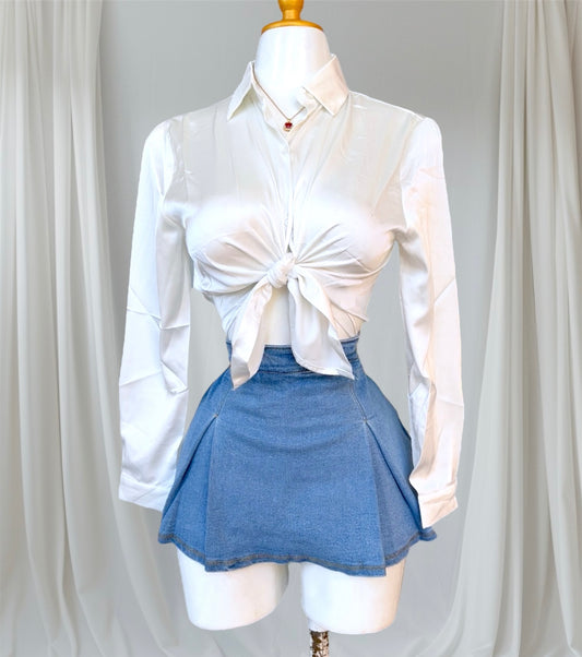 Falda Short De Mezclilla Con aberturas