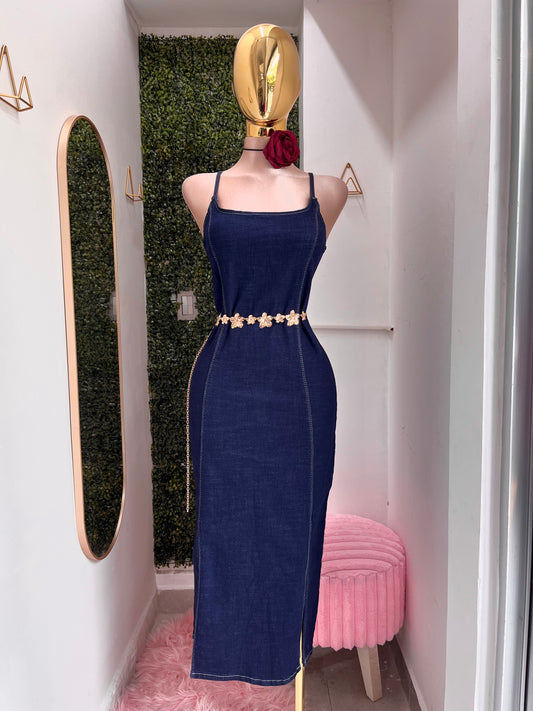 VESTIDO MEZCLILLA TIRANTES DELGADOS
