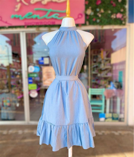 Vestido Olan Cuello Cerrado