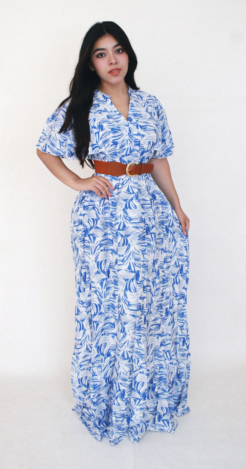 Vestido Largo Floreado con Pedreria
