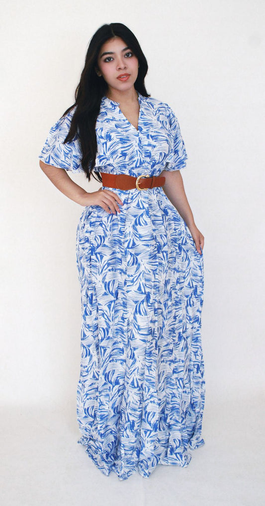Vestido Largo Floreado con Pedreria
