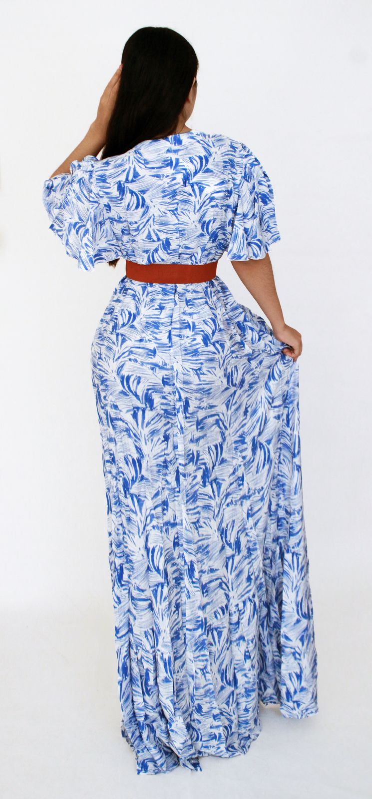 Vestido Largo Floreado con Pedreria