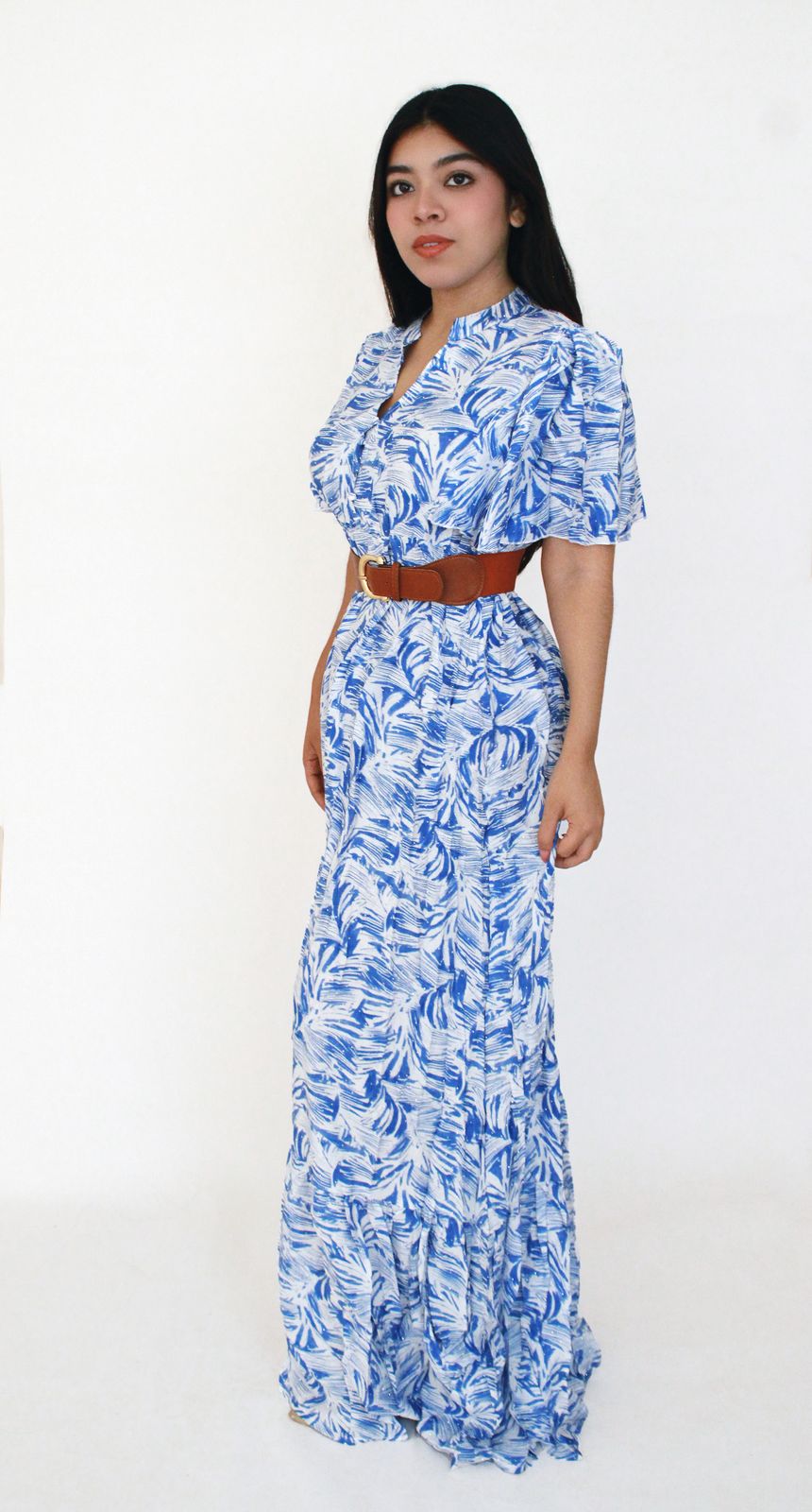 Vestido Largo Floreado con Pedreria