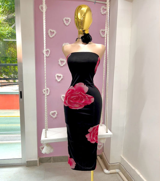 Vestido Floral Strapless