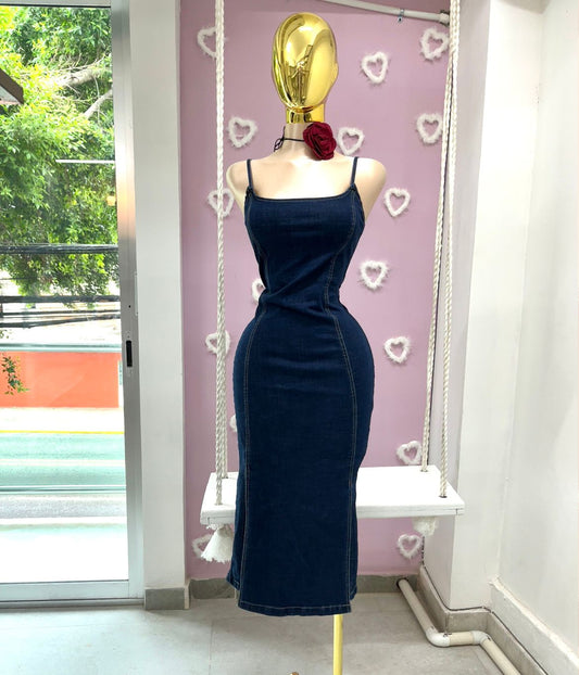 Vestido Mezclilla Tirantes Aberturas