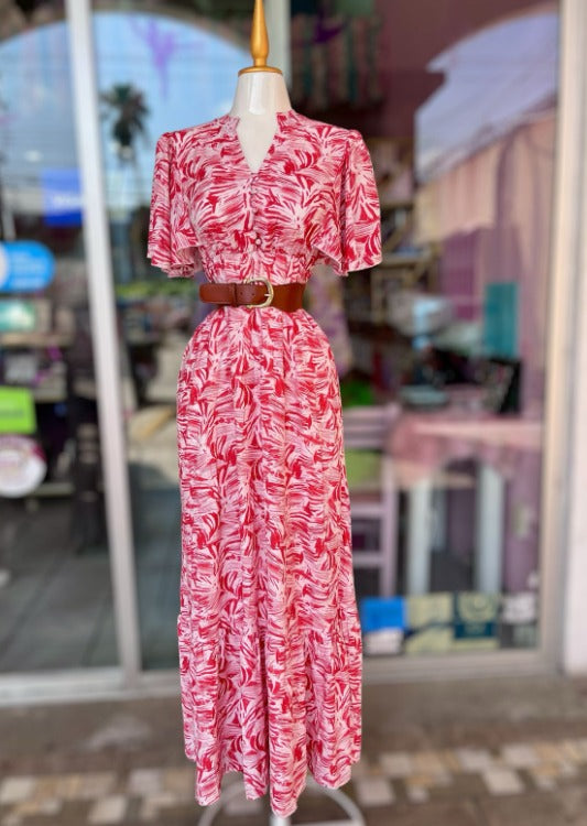 Vestido Largo Floreado con Pedreria